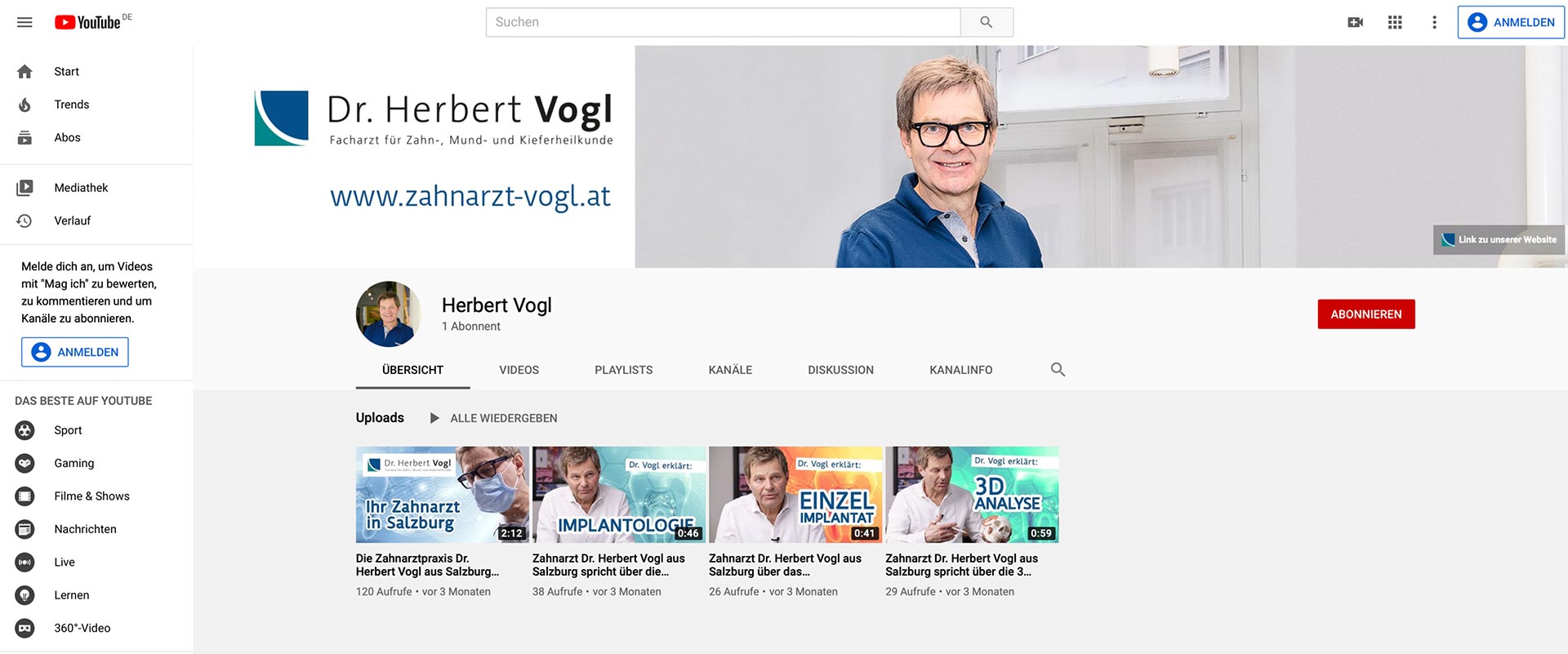 YouTube Kanal Zahnarzt Dr Vogl Salzburg YouTube Kanal Zahnarzt Dr Vogl Salzburg